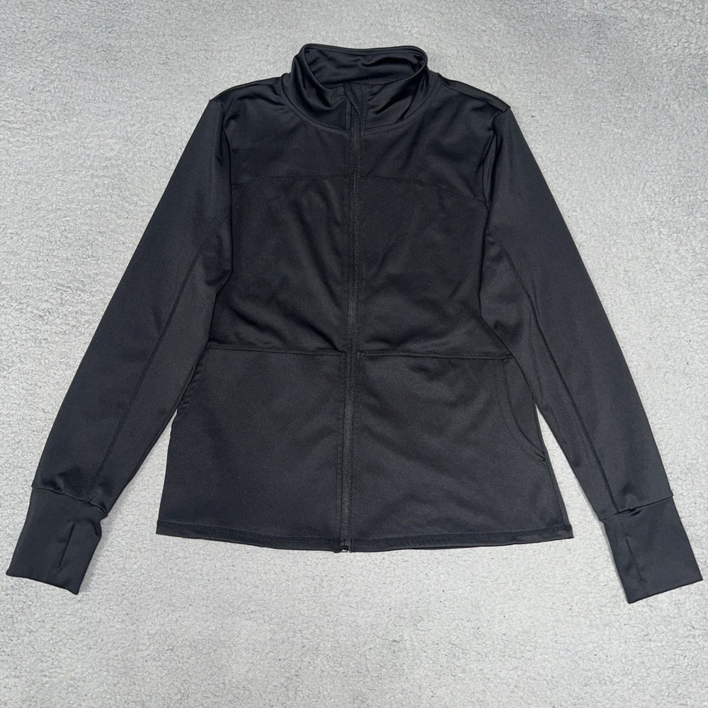 Nicole Miller Sport Running Jacket Women's Sz‎ M Black Full Zip 2-Sided Athletic